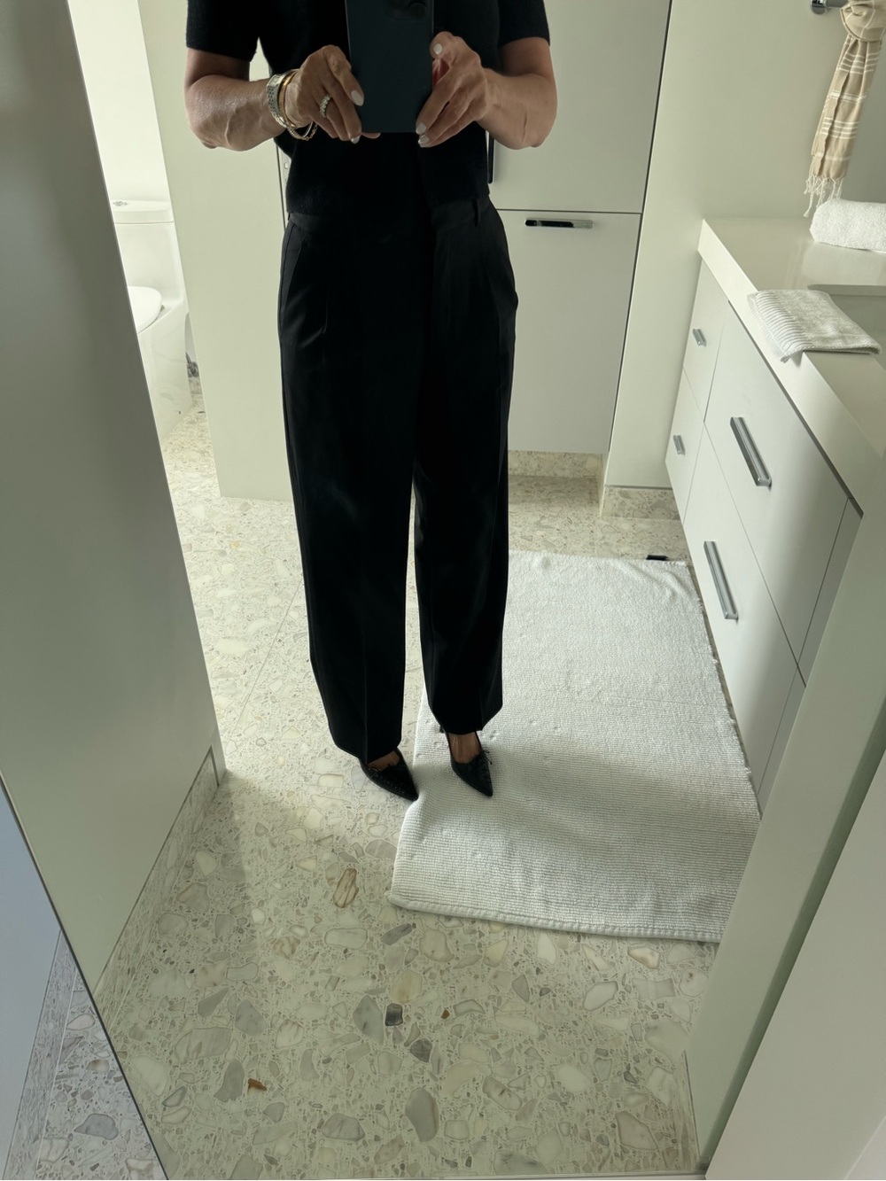 Aritzia Black High-Waist Wide-Leg Tailored Trousers